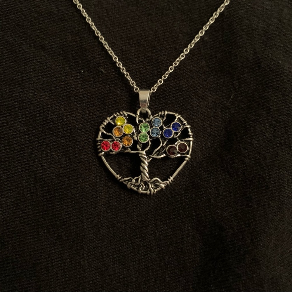 Rainbow and Silver Tree Hot Topic Necklace